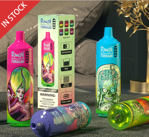 RandM Tornado 9000 Vape Pod Device 1Pc Version 2 Strawberry Cream - RandM vape Melbourne JF22R150 RandM Tornado 9000 Vape Pod Device 1Pc Version 2 Strawberry Cream - RandM vape Melbourne JF22R150